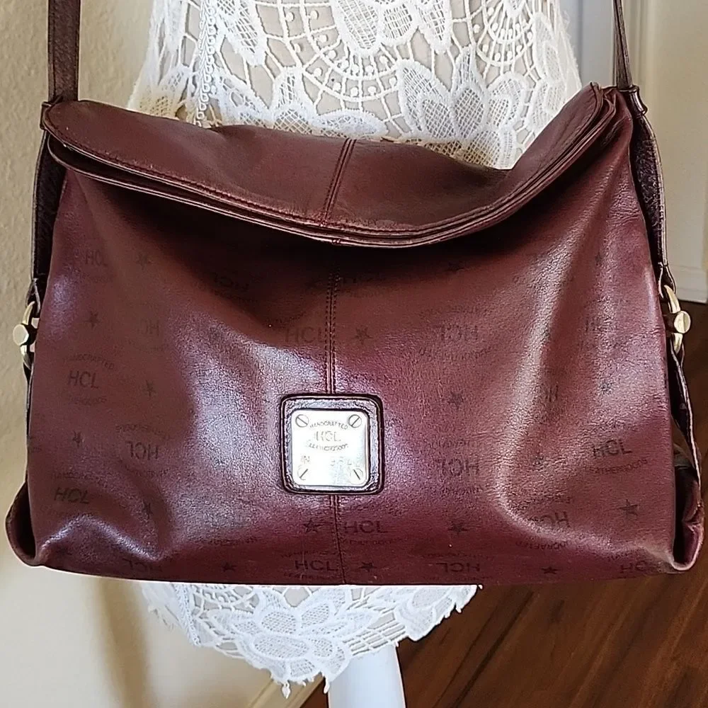 HCL Germany Luxury Y2K Boho Chic Indie Sleaze Slouchy Stamped Leather Hobo Bag